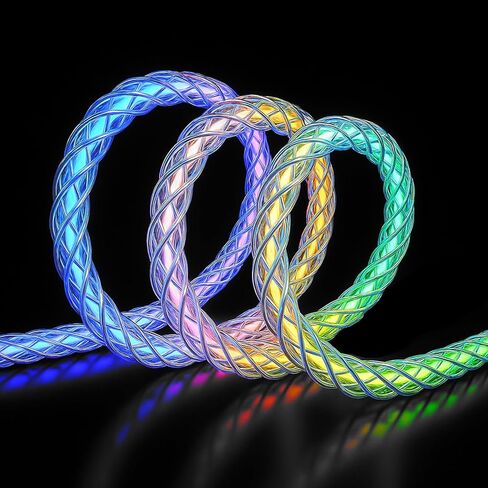Light up iPhone Charger Cord, Color Changing LED Lightning Cables | Apple MFi Certified | USB Fast Charging Cord for Apple iPhone 13 12 11 Pro Max XR XS X/iPad iPod Touch More (Multicolored, 3FT) in Kuwait