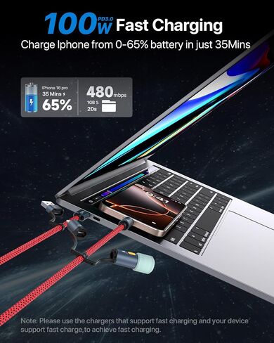 SOOPII 100W 4ft 4ft Multi USB C شحن كابل ، 4 في 1 C/A إلى C/IP كابل الشاحن السريع ، PD 5A نايلون سلك شحن متعددة للهواتف والأجهزة اللوحية وأجهزة الكمبيوتر المحمولة والمزيد (أسود) in Kuwait