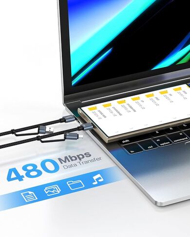 SOOPII 100W 4ft 4ft Multi USB C شحن كابل ، 4 في 1 C/A إلى C/IP كابل الشاحن السريع ، PD 5A نايلون سلك شحن متعددة للهواتف والأجهزة اللوحية وأجهزة الكمبيوتر المحمولة والمزيد (أسود) in Kuwait