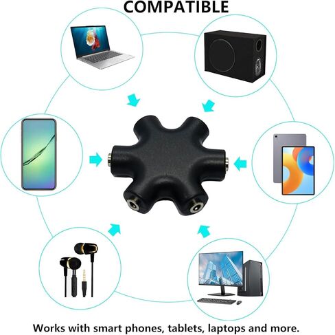 5-Jack Audio سماعة رأس الخائن 5 طريقة للأجهزة 3.5 مم محول فاصل الأذن 5 منافذ محول موصل أنثى (5 حزم) in Kuwait