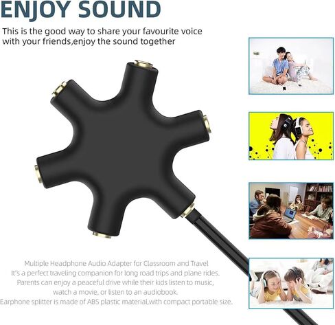 5-Jack Audio سماعة رأس الخائن 5 طريقة للأجهزة 3.5 مم محول فاصل الأذن 5 منافذ محول موصل أنثى (5 حزم) in Kuwait