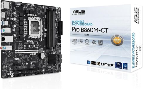 ASUS PRO B860M-CT-CSM Intel® B860 (LGA 1851) mATX Motherboard, PCIe 5.0, DDR5, 2X M.2, Intel® 1G LAN, 2X DP, HDMI, USB Type-C®, TPM IC onboard with Enhanced Security, Reliability and Manageability in Saudi Arabia