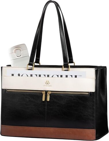 LoveVook Laptop Bag for Women ، 15.6 بوصة خمر حقائب العمل للنساء ، حقيبة مدرس جلدية ، حقيبة كمبيوتر كبيرة حقيبة يد حقيبة يد كبيرة in Saudi Arabia