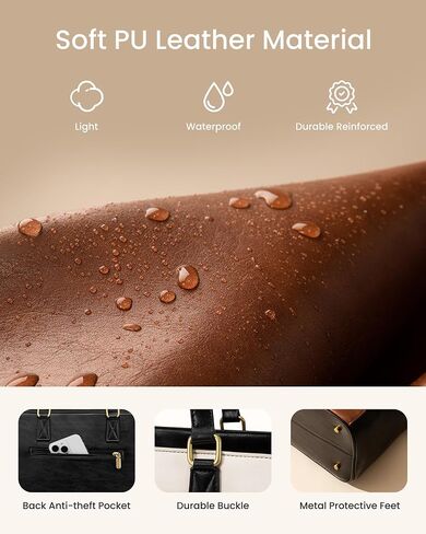 LoveVook Laptop Bag for Women ، 15.6 بوصة خمر حقائب العمل للنساء ، حقيبة مدرس جلدية ، حقيبة كمبيوتر كبيرة حقيبة يد حقيبة يد كبيرة in Saudi Arabia