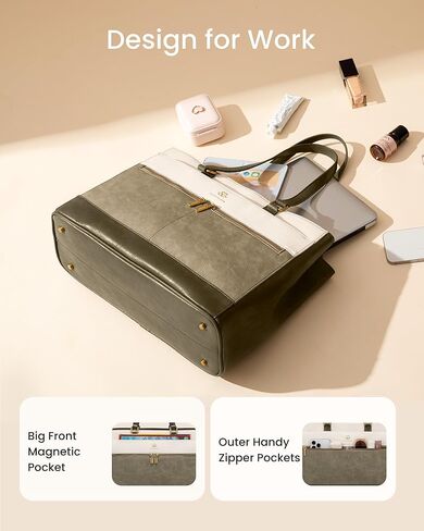 LOVEVOOK Laptop Bag for Women,15.6 Inch Vintage Work Tote Bags for Women,Leather Teacher Bag,Large Handbag Computer Briefcase in Kuwait