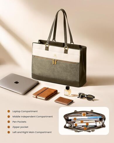LOVEVOOK Laptop Bag for Women,15.6 Inch Vintage Work Tote Bags for Women,Leather Teacher Bag,Large Handbag Computer Briefcase in Kuwait