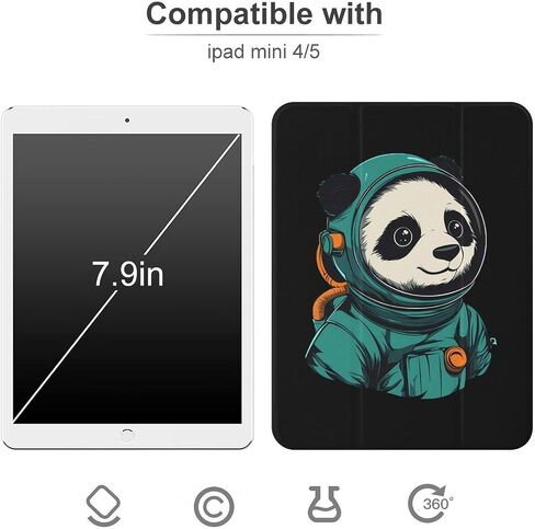 علبة رائد فضاء Panda لطيف مع حامل القلم رفيع الوزن ثلاثي الوزن متوافق مع iPad Mini 4/5/6 Mini4/5 （7.9in） in Saudi Arabia
