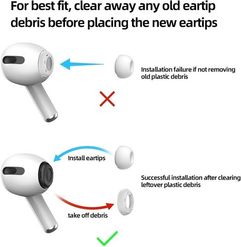 AirPods Pro & AirPods Pro 2 Replacement Ear Tips – Noise-Reducing Silicone Earbud Covers with Secure Fit & Portable Storage Plastic Bag (3 Pairs-White, Medium) in Kuwait