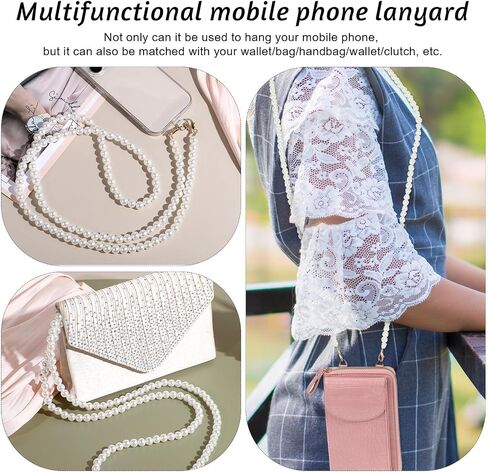 Pearl Phone Lanyard Crossbody with teth tab homes chain Crossbody Universal Phone Lanyard Anti Late Theft Planards for Women Neck Strap Skided Sybed Strap للهواتف حقيبة حقيبة حقيبة in Saudi Arabia