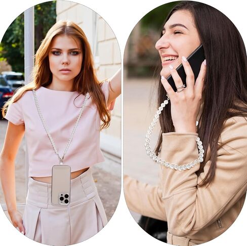Pearl Phone Lanyard Crossbody with teth tab homes chain Crossbody Universal Phone Lanyard Anti Late Theft Planards for Women Neck Strap Skided Sybed Strap للهواتف حقيبة حقيبة حقيبة in Saudi Arabia