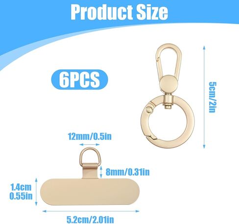 6 PCS TITER Tether Tether ، علامة تبويب "الهاتف المحمول الشامل للهاتف المحمول" مع حلقة زنبركية 360 ، الفضة ، الذهب ، الأسود in Kuwait