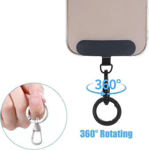 6 PCS TITER Tether Tether ، علامة تبويب "الهاتف المحمول الشامل للهاتف المحمول" مع حلقة زنبركية 360 ، الفضة ، الذهب ، الأسود in Kuwait