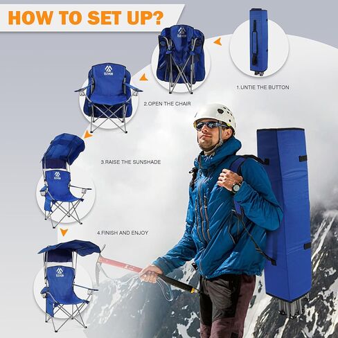 Camping Chair, Oversized Folding Chair with Canopy, Portable Outdoor Chair with Arms, Cup Holder and Carry Bag for Camping, Fishing, Beach, and Sports, Graphite in Kuwait