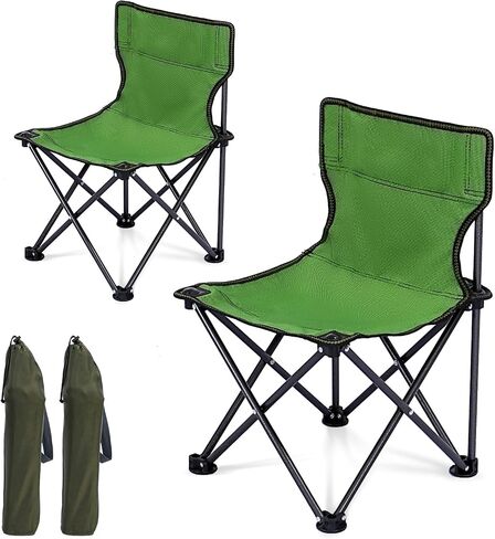Kids Camping Chair, 2 Pcs, Kids Folding Chair for Outdoor, Lightweight Backpacking Chair, Armless Foldable Lawn Chair for Outdoor Camping Hiking Beach Sports and Picnic, Green, with Carry Bag in Saudi Arabia