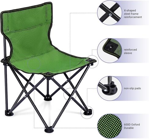 Kids Camping Chair, 2 Pcs, Kids Folding Chair for Outdoor, Lightweight Backpacking Chair, Armless Foldable Lawn Chair for Outdoor Camping Hiking Beach Sports and Picnic, Green, with Carry Bag in Saudi Arabia