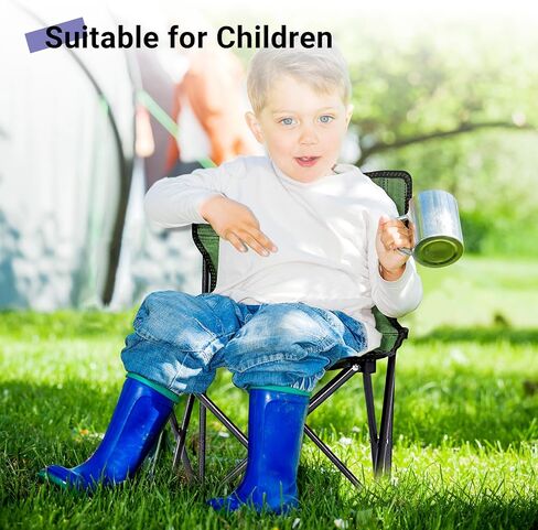 Kids Camping Chair, 2 Pcs, Kids Folding Chair for Outdoor, Lightweight Backpacking Chair, Armless Foldable Lawn Chair for Outdoor Camping Hiking Beach Sports and Picnic, Green, with Carry Bag in Saudi Arabia
