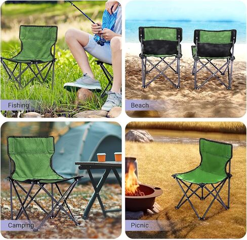 Kids Camping Chair, 2 Pcs, Kids Folding Chair for Outdoor, Lightweight Backpacking Chair, Armless Foldable Lawn Chair for Outdoor Camping Hiking Beach Sports and Picnic, Green, with Carry Bag in Saudi Arabia