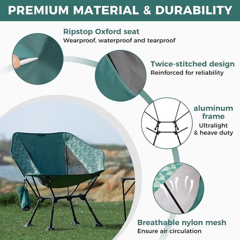 ATEPA UFO3.0 Backpacking Camping Chair, Ultralight Extra Wide Comfortable Folding Chairs 330lbs Heavy Duty Portable Hexagon Ergonomic Height Adjustable Seat with Anti-Sinking Feet for Hiking Outdoor in Saudi Arabia