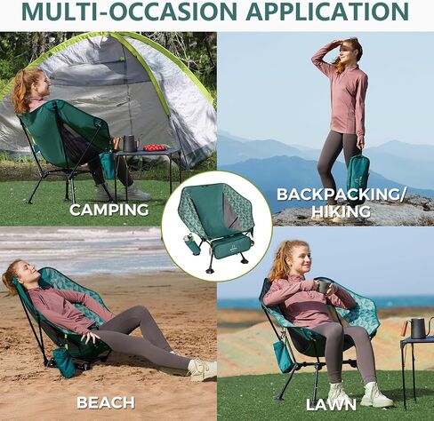 ATEPA UFO3.0 Backpacking Camping Chair, Ultralight Extra Wide Comfortable Folding Chairs 330lbs Heavy Duty Portable Hexagon Ergonomic Height Adjustable Seat with Anti-Sinking Feet for Hiking Outdoor in Saudi Arabia