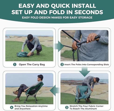 ATEPA UFO3.0 Backpacking Camping Chair, Ultralight Extra Wide Comfortable Folding Chairs 330lbs Heavy Duty Portable Hexagon Ergonomic Height Adjustable Seat with Anti-Sinking Feet for Hiking Outdoor in Saudi Arabia