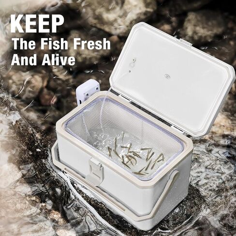 Ghosthorn Fishing Cooler 11QT/15QT Live Bait Cooler with 4000mAh Rechargeable Aerator for Fishing,Bait Bucket for Live Fish Shrimp,Portable Minnow Bucket for Boat Outdoors in Saudi Arabia