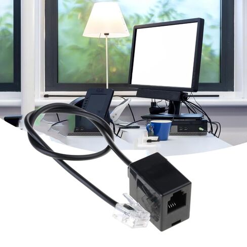 RJ45 إلى RJ11 موصل محول محول المحول ، Ethernet إلى موصل خط الهاتف RJ45 8P8C ذكر إلى RJ11 6P6C الحبل الإناث in Kuwait