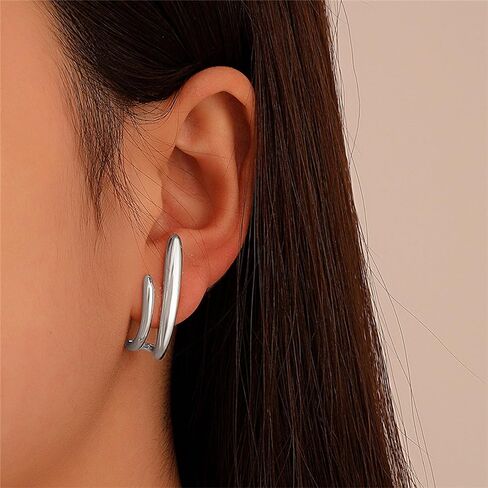 Claw Earrings for Women Gold Ear Cuff Earrings Minimalist Hoop Earrings Double Hoop Huggie Earrings for Piercing Gift for Her in Kuwait