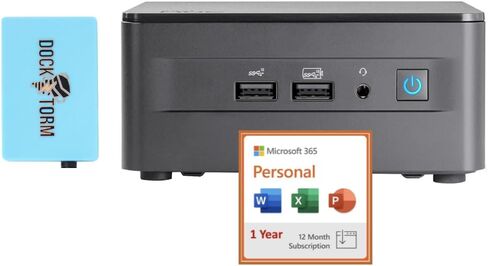 Intel NUC Business Mini Desktop i5-1340P, Iris Xe, 64GB DDR4, 1TB PCIe SSD, 2 Thunderbolt 4, WiFi 6E, Bluetooth 5.3, 120W PSU, Win 11 Pro w/MS 365 Personal, DKZ USB Port Expander in Saudi Arabia