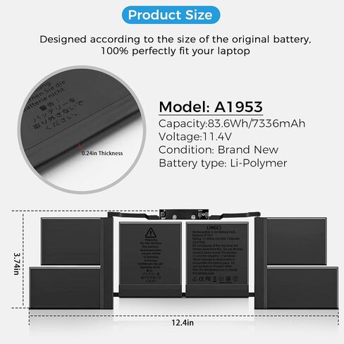 A1953 A1990 استبدال بطارية الكمبيوتر المحمول لـ MacBook Pro 15 بوصة A1990 (منتصف 2018 2019) (EMC 3215 3359) معرف MacBookpro15،1 MacBookpro15،3 7336mah 83.6wh in Saudi Arabia