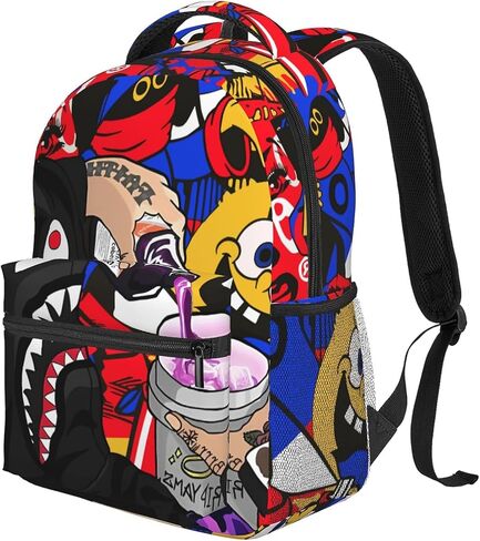 Boys Fashion Backpack Cool Shark Camouflage Bag Large Capacity Boys Campus Backpack, Color2, One Size in Saudi Arabia