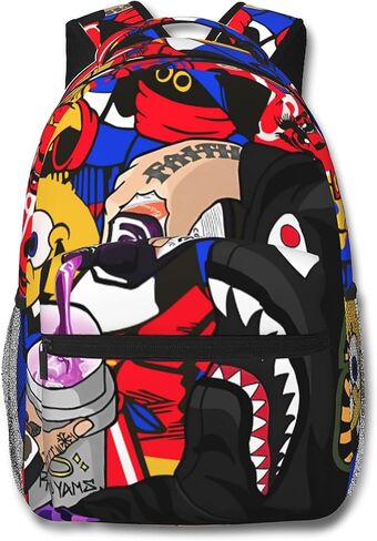 Boys Fashion Backpack Cool Shark Camouflage Bag Large Capacity Boys Campus Backpack, Color2, One Size in Saudi Arabia