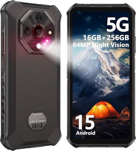 Ulefone Armor X16 Pro 5G Rugged Phone, 16GB+256GB/2TB, MTK Dimensity 6300 Android 15, 10360mAh(33W) 64MP+25MP Night Vision 6.56" 120Hz Display, Dual 5G, Waterproof, Widevine L1, NFC - Wasteland Shadow in Saudi Arabia