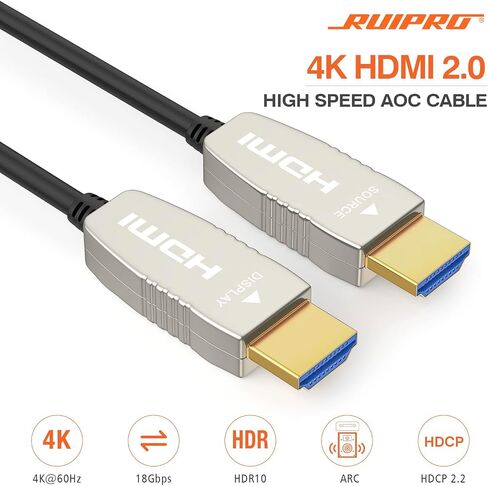 4K HDMI 2.0b Fiber Optic Cable, 4K@60Hz, HDR ARC, Ultra Slim 25FT | Fiber Optic Technology Reduces Interference Compared with Copper Cables for Reliable 4K Gaming and Home Theater in Saudi Arabia