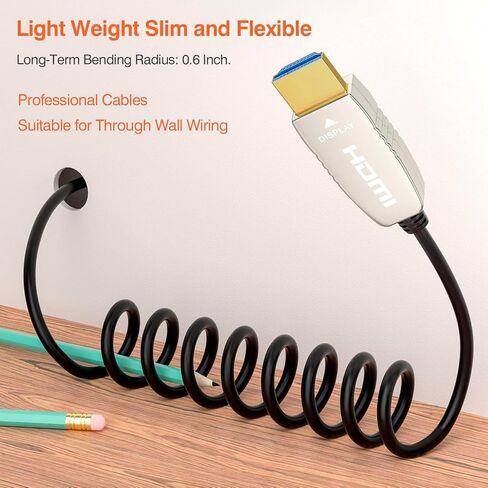 4K HDMI 2.0b Fiber Optic Cable, 4K@60Hz, HDR ARC, Ultra Slim 25FT | Fiber Optic Technology Reduces Interference Compared with Copper Cables for Reliable 4K Gaming and Home Theater in Saudi Arabia