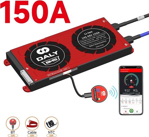 DALY Smart BMS Li-ion 14S 48V 200A PCB Battery Management System with UART Communication CAN 485 Bluetooth Battery Monitoring Module for Lithium Battery Pack Rated 3.7V(Smart BMS+RS485+CAN,200A) in Saudi Arabia