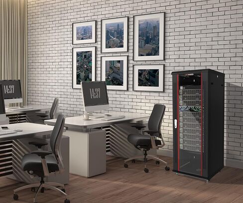 Sysracks 18U Wall Mount Av Server Network Rack 24 inch Deep Data Cabinet on Wheels - Cooling Fan - 2 Shelves - PDU - Casters - Dust Tight Cable Entries in Kuwait