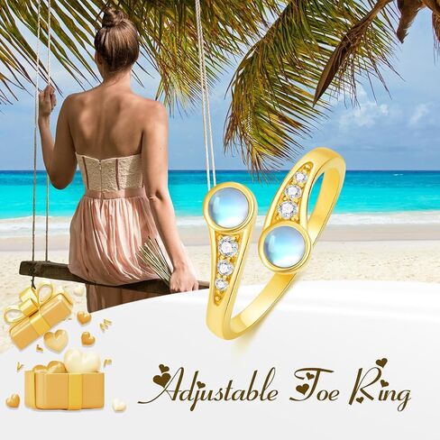يافيسو خاتم اصبع القدم قابل للتعديل من الذهب الاصفر عيار 14 قيراط للنساء، خواتم مفتوحة من الذهب الحقيقي عيار 14 قيراط، مجوهرات رائعة للصيف والشاطئ، هدايا عيد الميلاد والكريسماس للنساء والبنات والام in Kuwait