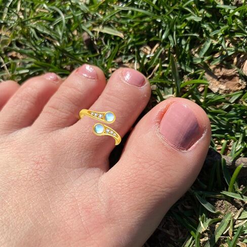 يافيسو خاتم اصبع القدم قابل للتعديل من الذهب الاصفر عيار 14 قيراط للنساء، خواتم مفتوحة من الذهب الحقيقي عيار 14 قيراط، مجوهرات رائعة للصيف والشاطئ، هدايا عيد الميلاد والكريسماس للنساء والبنات والام in Kuwait