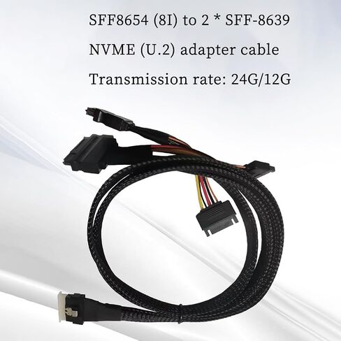 SFF-8654 8I إلى DUBL SFF-8639 NVME (U.2)-80cm slimsas إلى SAS/SATA Cable Cable مع NVME SSDS in Saudi Arabia
