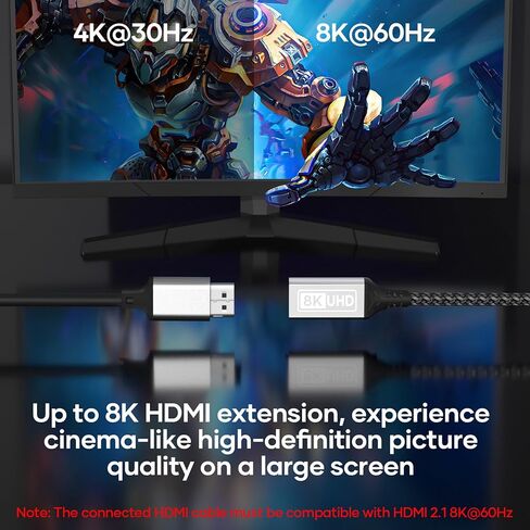 HDMI Extension 1.5M Cable,8K@60HZ 4K@144HZ,HDMI 2.1 Extension Cable Male to Female 48Gbps Ultra High Speed UHD HDCP Dynamic HDR10+ eARC Compatible with PS5/PS4 TV Stick HDTV Projector in Kuwait