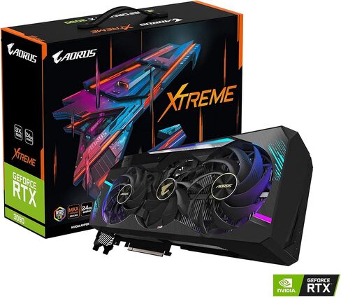 GIGABYTE AORUS GEFORCE RTX 3090 XTREME 24G GRASTS CARDS ، MAX COMBLEING CORDING ، 24GB 384-BIT GDDR6X ، GV-N3090AORUS X-24GD VIDEO CARD (متجدد) in Saudi Arabia