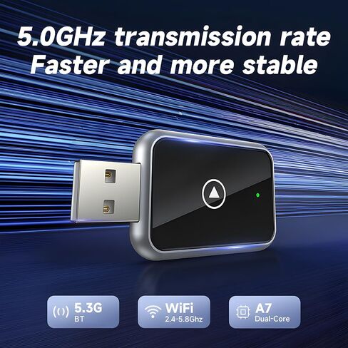 Wireless CarPlay Adapter for iPhone, CarPlay Dongle Converts Wired to Wireless Carplay, Plug & Play Mini Size CarPlay Adapter Compatible with iOS 10+, Fast Stable Connection, No Latency in Saudi Arabia