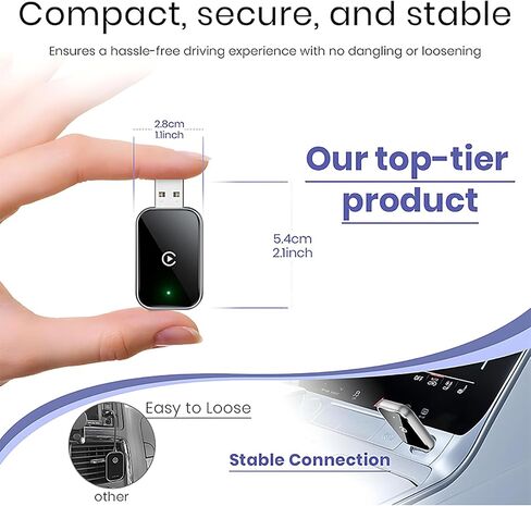 Wireless CarPlay Adapter for iPhone, CarPlay Dongle Converts Wired to Wireless Carplay, Plug & Play Mini Size CarPlay Adapter Compatible with iOS 10+, Fast Stable Connection, No Latency in Saudi Arabia