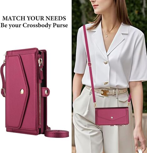 علبة الهاتف لـ Samsung Galaxy S24 Ultra 5G Wallet Wallet متوافق مع Magsafe RFID Screen Protector Crossbody Lanyard حزام حامل بطاقة Slot Slot Slot S24ultra 24S S 24 24ultra Dark Purple in Saudi Arabia