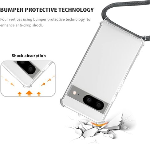 YESPURE Designed for Google Pixel 8 Clear Case with Adjustable Lanyard Neck Strap Soft Slim TPU Anti-Scratch Anti-Yellowing Shockproof Protective Phone Cover for Google Pixel 8 - Gray in Kuwait