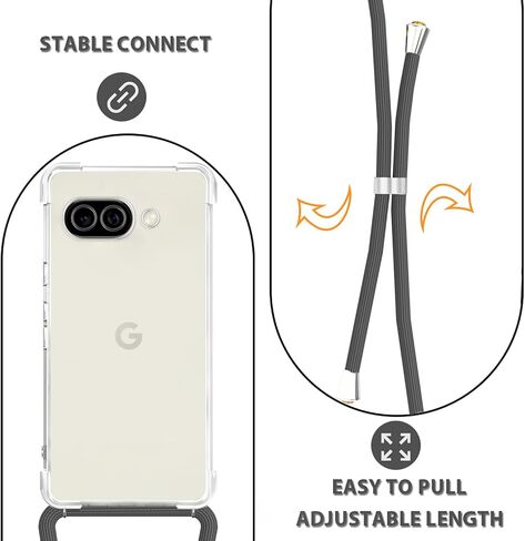 YESPURE مصمم لـ Google Pixel 8 CLASE مع حزام الحبل القابل للتعديل لينة TPU TPU مضاد للخلع مضاد للصدمات الغلاف والحماية المقاوم للصدمات في Google Pixel 8-رمادي in Kuwait