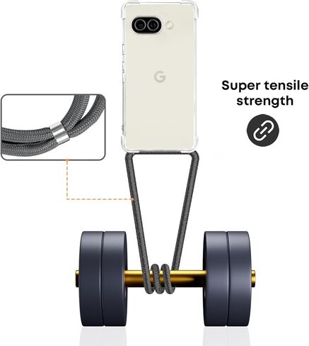 YESPURE مصمم لـ Google Pixel 8 CLASE مع حزام الحبل القابل للتعديل لينة TPU TPU مضاد للخلع مضاد للصدمات الغلاف والحماية المقاوم للصدمات في Google Pixel 8-رمادي in Kuwait