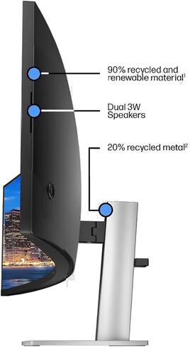 HP ELITERISPLAY E45C G5 45 بوصة 5120 × 1440 شاشة منحنية DQHD ، مع قفص الاتهام الكامل ، Ethernet ، DisplayPort ، مكبر الصوت وحامل المكتب in Saudi Arabia