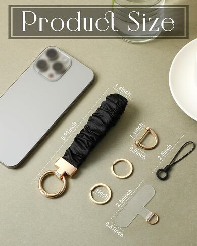 Geyoga 2 Sets Scrunchie Keychain Wristlet Stretchy Key Chain for Car Keys with D Ring, Stretchy Phone Charms with Tether Tab Cute Scrunchie Wrist Bracelet for Women Men in Saudi Arabia