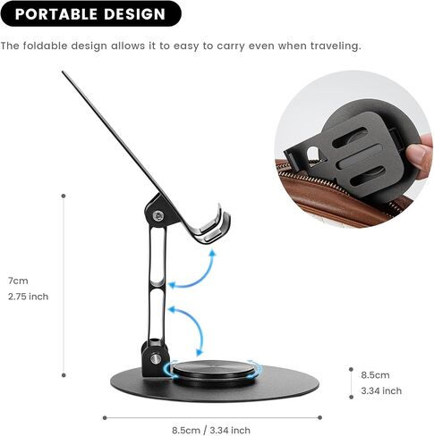 360° Rotation Carbon Steel Alloy Cell Phone Stand, Folding Phone Stand/Portable Phone Holder Suitable for All Smartphones（Purple） in Saudi Arabia